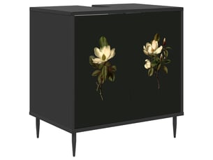 Armoire de salle de bain, meuble de rangement bremen chêne noir 60x40x61 cm