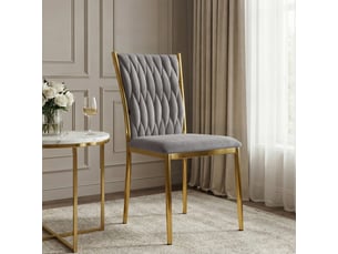 Chaises de salle à manger primo - assise en velours - dossier tressé - 48x42x95 cm - gris