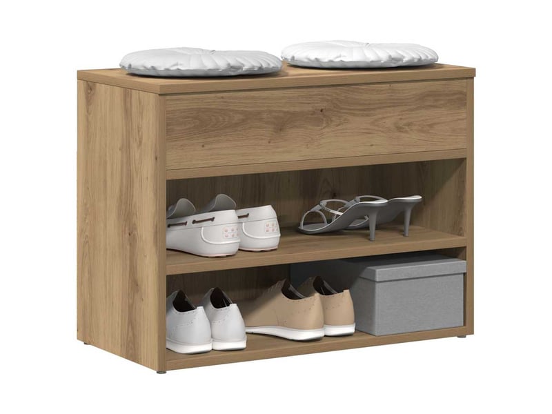  Banc à chaussures, meuble à chaussures chêne artisanal 60x30x45 cm bois d'ingénierie  - Conforama C