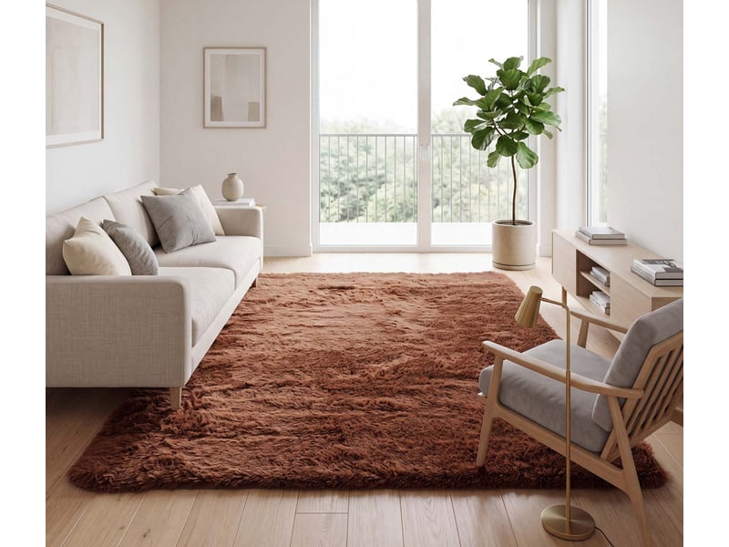  Tapis hwc-f69, shaggy, épais, poil long, tissutextile, cotonneux, doux, 230x160cm - marron foncé  - Conforama B