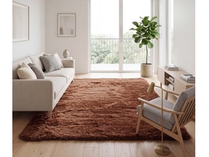 Tapis hwc-f69, shaggy, épais, poil long, tissutextile, cotonneux, doux, 230x160cm - marron foncé
