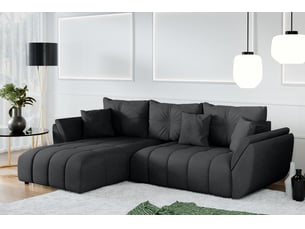 Canapé d'angle réversible convertible <strong>AX LIVING </strong> <strong>Verciani</strong> 4 places Velours gris avec coffre de rangement