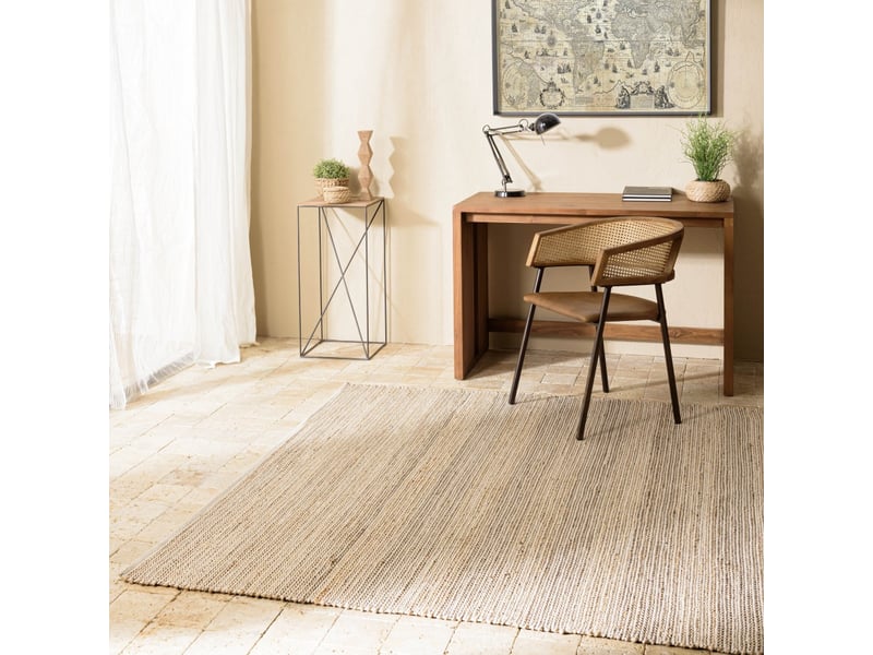  Quentin - tapis rectangulaire 300x400cm jute et coton couleur beigeblancnoir  - Conforama B