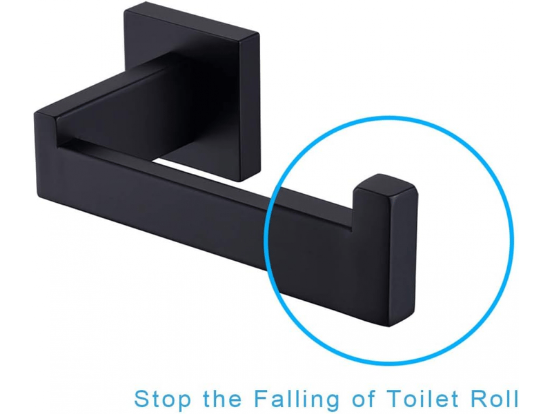  Porte-papier toilette mat, porte-papier toilette en acier inoxydable, porte-papier toilette mural pour salle de bain et cuisine, carré moderne, noir  - Conforama E