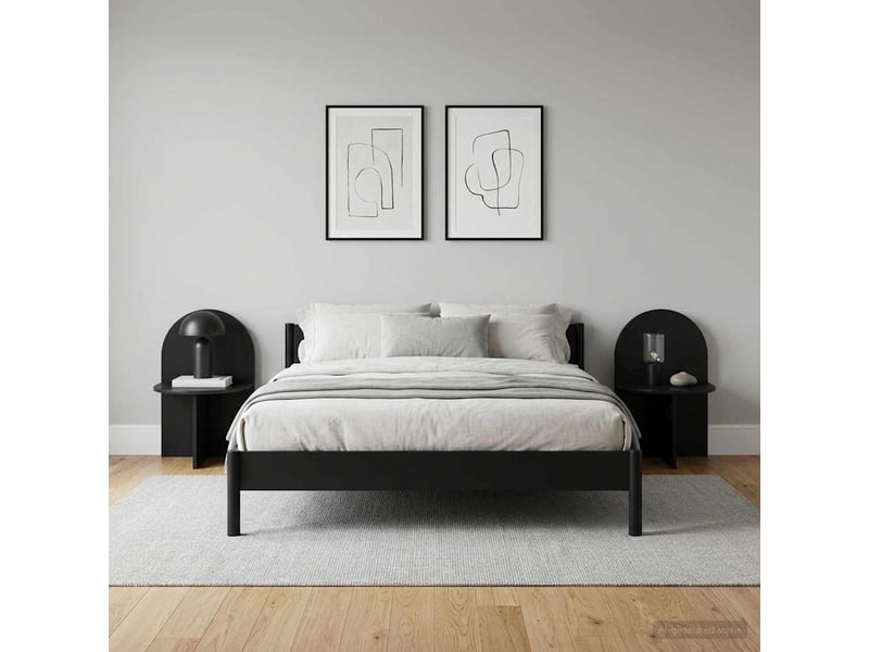  Table de chevet - cabinet de chevet - table de nuit 2 pc chêne noir 48 x 49 x 65 cm  - Conforama C