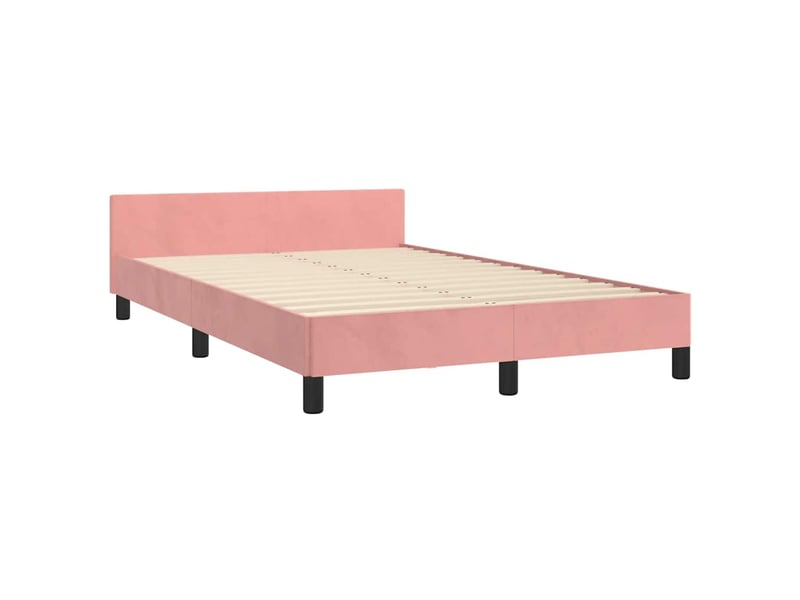  Lit double- lit adulte -  cadre de lit sans matelas rose 120x190 cm velours  - Conforama D