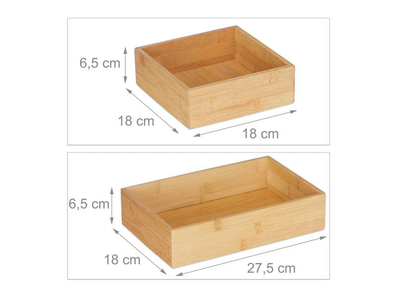  Lot de 5 boîtes de rangement pratiques pour bureau cuisine salle de bain 20 x 15 x 10 cm en bambou naturel 13_0010322  - Conforama C