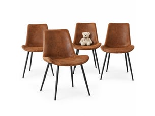 Lot de 4 chaises de salle à manger 42x47x83 cm chaise cuisine, brun+noir, assise agréable, dossier ergonomique, métal+pu