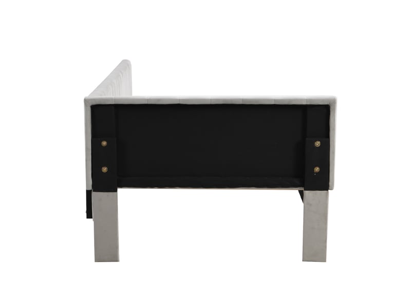 Lit banquette 90x200 cm multifonction en velours gris, rembourré avec sommier à lattes - Conforama D