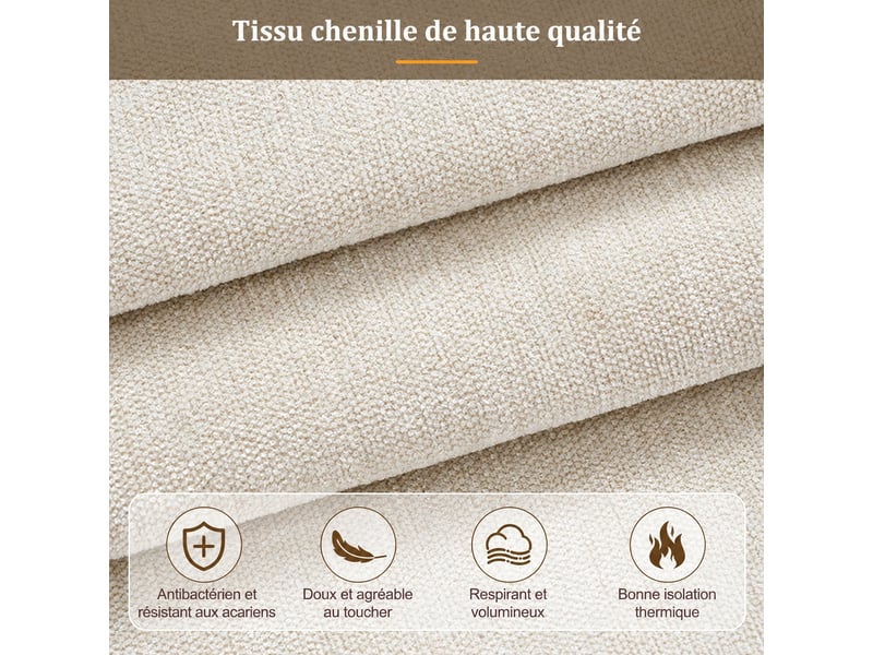  Lit coffre 90 x 200 cm beige rembourré avec rangement hydraulique et sommier à lattes, sans matelas  - Conforama D