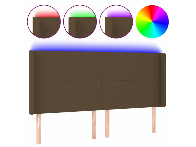  Tête de lit à led, décoration murale marron foncé 163x16x118128 cm tissu shl16093  - Conforama A