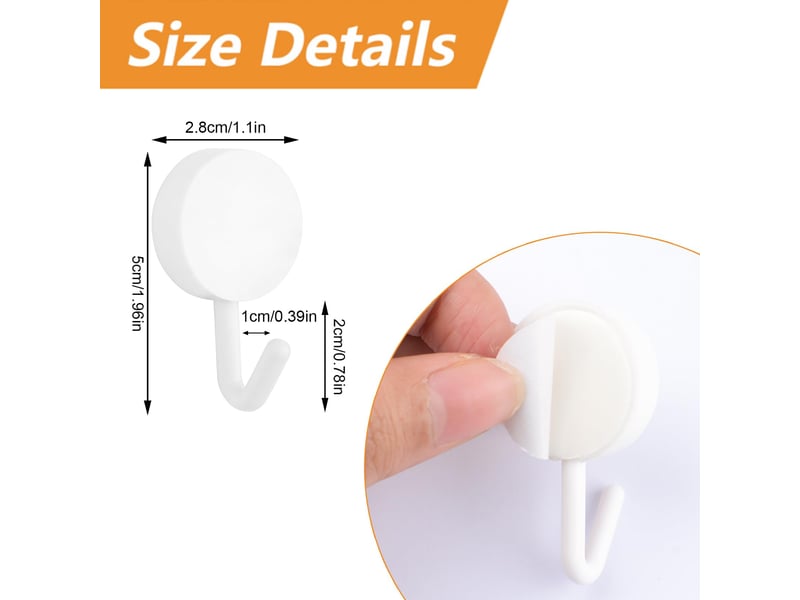  Lot de 20 crochets auto-adhésifs robustes en plastique beige - idéal pour porte, cuisine, salle de bain, bureau, blanc  - Conforama D