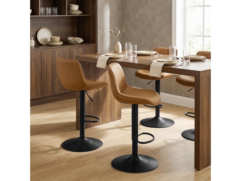  Lot de 4 tabourets de bar, réglables en hauteur, pivotants, pu, marron  - Conforama B