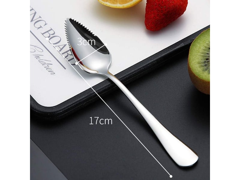  Cuillères à pamplemousse en acier inoxydable (lot de 2) – pour pamplemousse, kiwi, papaye et crème glacée, design élégant (argent)  - Conforama B