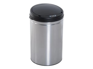 Poubelle automatique à capteur ir 30 l, ronde, en inox, avec bac intérieur amovible