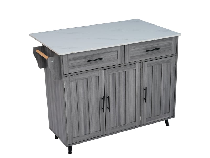  Desserte de cuisine,129x46x91,5 cm,avec plan extensible,mdf,gris et blanc  - Conforama D