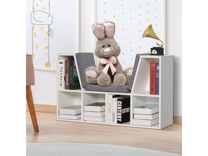  Étagère avec siège intégré 102 x 30 x 61 cm, 6 compartiments, banc rembourré, meuble multifonction pour bureau, salon et chambre  - Conforama D