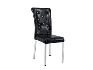Lot de 2 chaises de salle à manger rétro peau d'alligator, capitonnées avec boutons cristal, pieds en métal galvanisé