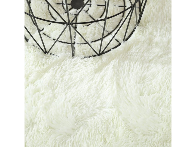  Tapis salon shaggy 160 x 230 cm descente de lit tapis poils longs blanc beige tapis doux pour salon chambre canapé  - Conforama B
