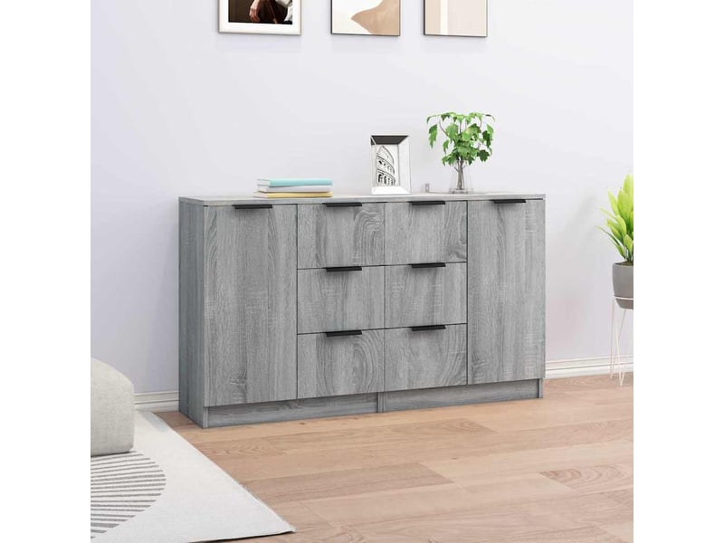  Buffets 2 pcs - bahut - meuble de rangement sonoma gris 60x30x70 cm bois d'ingénierie  - Conforama B