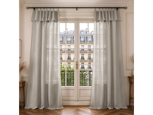 Lot de 2 voilages ajustables + 8 anneaux pince 140 x 270 cm evasion polyester effet lin