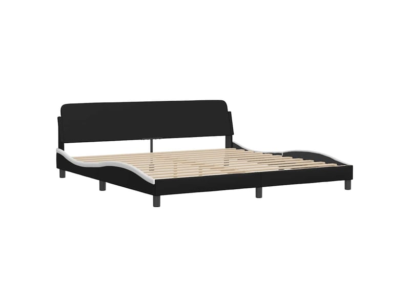 Lit double- lit adulte - cadre de lit sans matelas hvar noir et blanc 200x200 cm similicuir - Conforama D