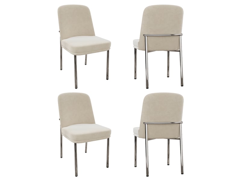  Lot de 4 chaises en velours coloris beige+argenté chaise bicolore - Conforama A