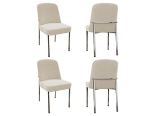 Lot de 4 chaises en velours coloris beige+argenté