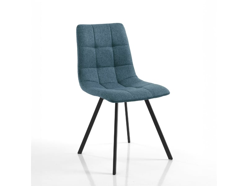 Lot de 4 chaises de salle à manger rembourrées en tissu avec pieds en acier jane - bleu  - Conforama C