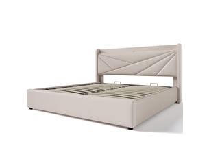 Lit coffre 160x200 cm <strong></strong> <strong></strong> coloris beige