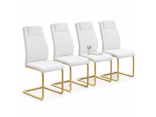 Lot de 4 chaises de salle à manger,41x48x97 cm,pu et métal doré,blanc