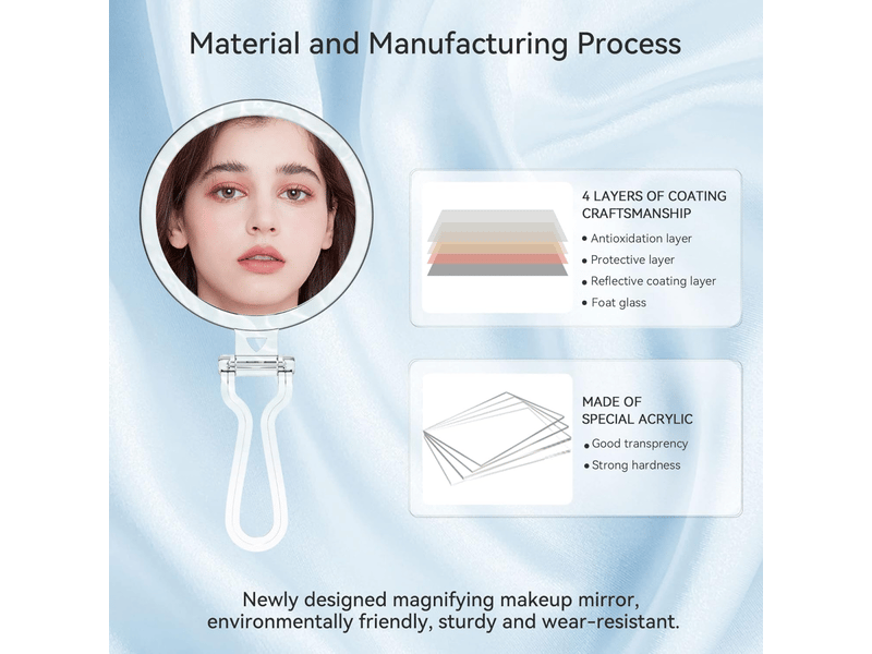 Miroir de maquillage avec grossissement 30x, double face (1x30x), miroir à main avec poignée - miroir cosmétique pour les voyages  - Conforama E