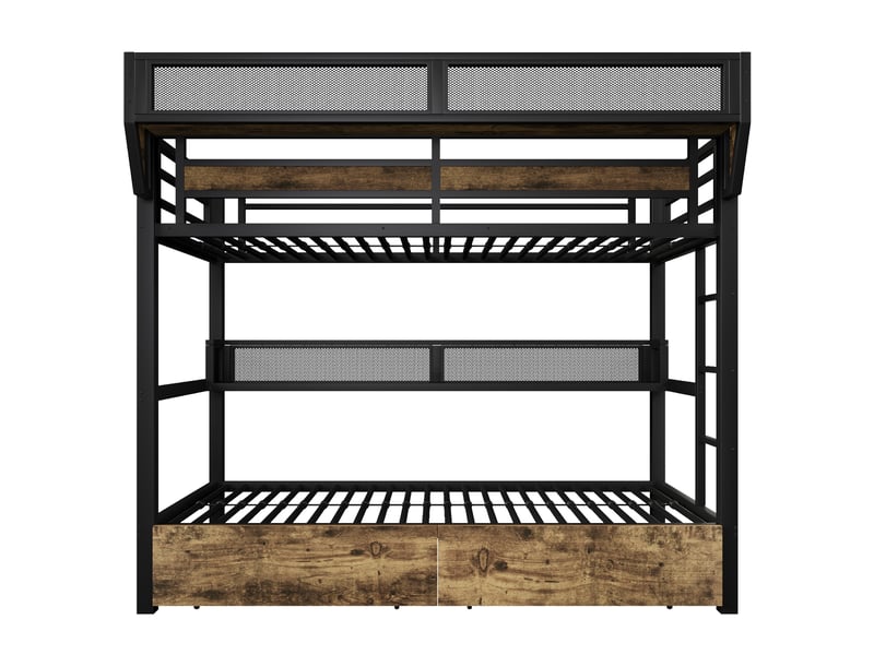  Lit mezzanine noir 90 × 200 cm, led, étagère, panier de rangement et 2 tiroirs  - Conforama A