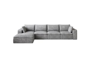 Canapé modulable 340 cm en tissu, assise moelleuse, gris