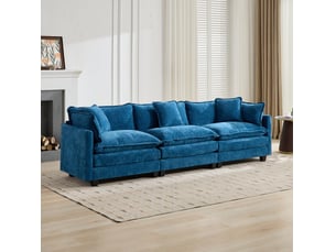 Canapé modulable 3 places bleu chenille confortable salon chambre installation rapide homvra