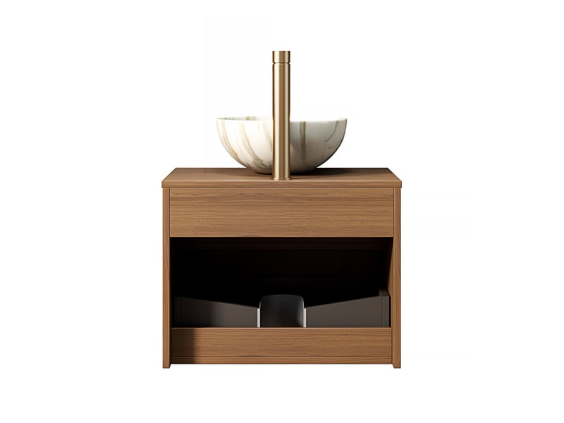  Meuble sous-vasque suspendu avec vasque 1 tiroir éclairage led chêne brun 60 cm W3209S00026 - Conforama B