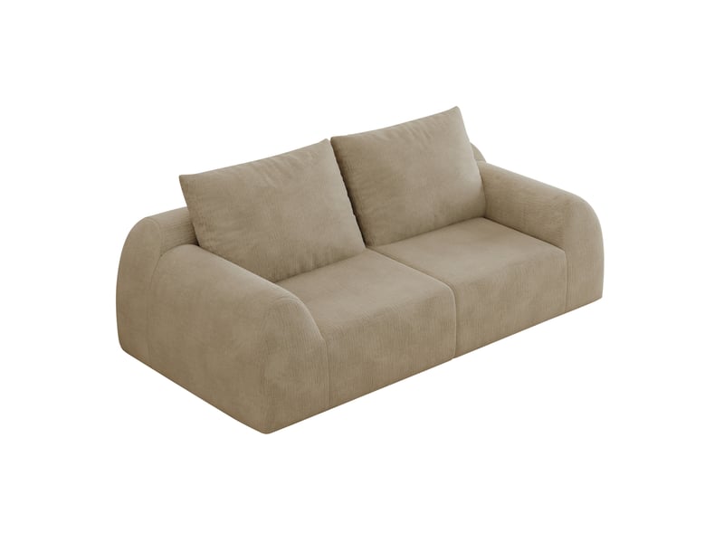 Canapé droit 2 places en mousse haute élasticité sans outils, revêtement en tissu chenille kaki, 190 × 95 × 85 cm - Conforama A