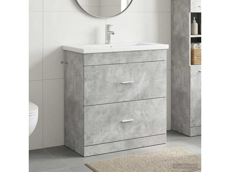 Ensemble de mobilier de salle de bain gris béton shl1572 - Conforama B