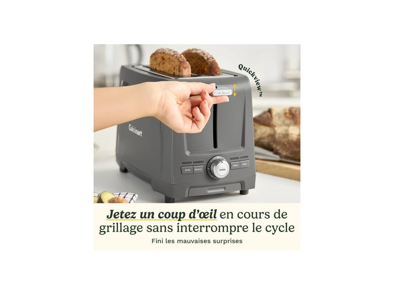  Grille-pain 2 tranches acier extra-longs encoches gris pierre et argent CUI3030050198195 - Conforama C