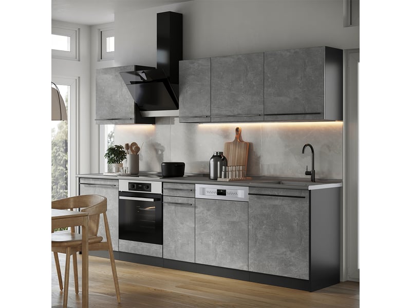  Vicco cuisine, bétonanthracite, 280cm sans plan de travail  - Conforama C