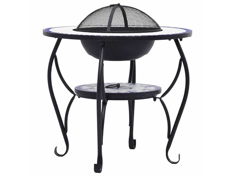  Table de foyer mosaïque bleu et blanc 68 cm céramique  - Conforama E