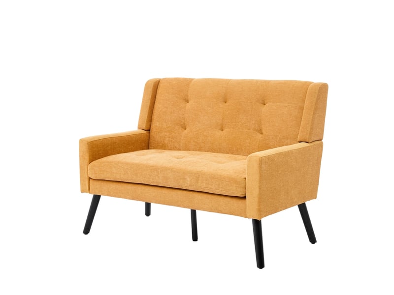  Banquette 2 places 119x75x88 cm au confort généreux avec pieds antidérapants en bois, pour salon, chambre ou bureau, jaune  - Conforama A