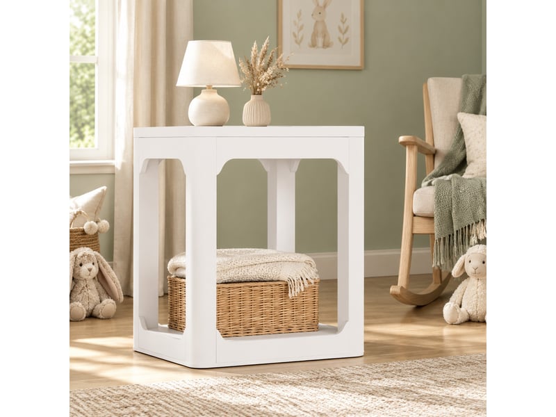  Lot de 2 tables d’appoint à 2 niveaux en mdf – blanches – 50 x 40 x 60 cm  - Conforama C