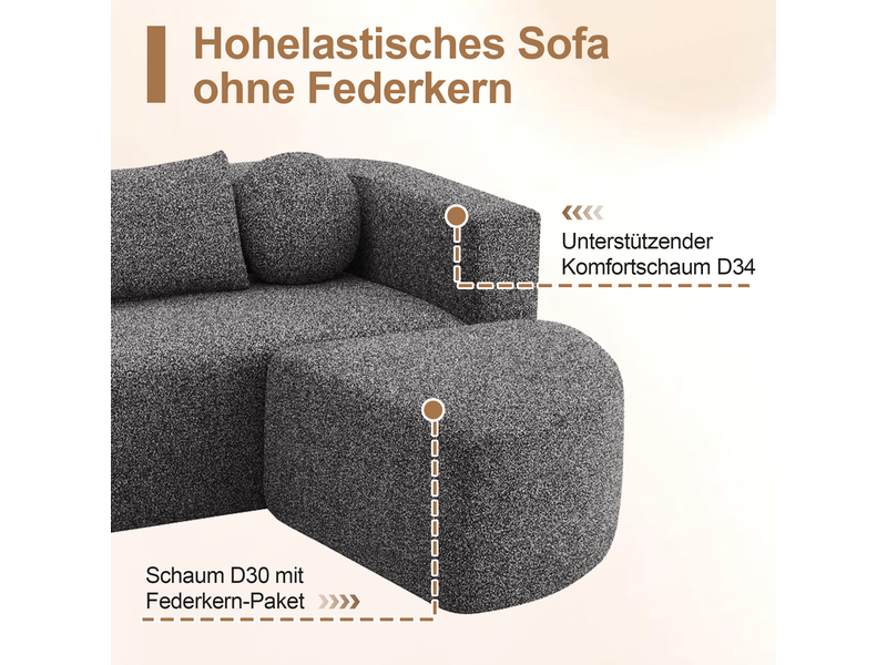  Canapé modulable noir convertible chenille 292cm  - Conforama B