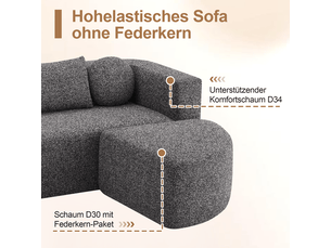 Canapé modulable noir convertible chenille 292cm