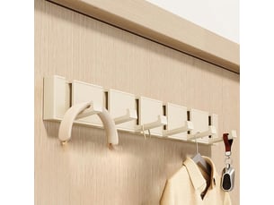 Porte-manteau mural rabattable, pratique, métal robuste patère porte manteau - 6 crochets rabattables blanc, beige