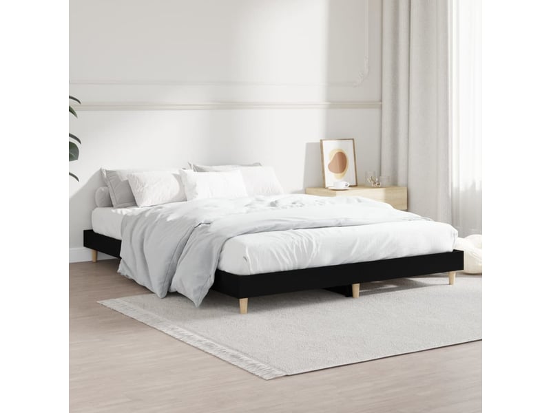  Lit double- lit adulte -  cadre de lit sans matelas noir 140x190 cm bois d'ingénierie  - Conforama C