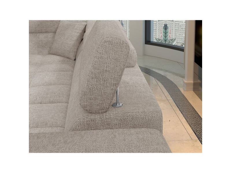 Canapé d'angle convertible palazzo 4 places beige – angle droit avec coffre - Conforama E