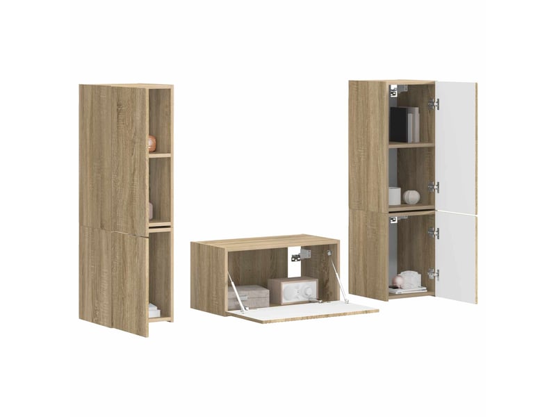  Ensemble meuble tv - banc tv - meuble de rangement 5 pcs chêne sonoma bois d'ingénierie  - Conforama C