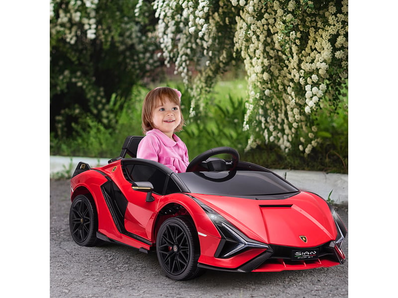  Voiture électrique enfant lamborghini sian 12 v, vitesse max. 5 kmh, télécommande 2,4g, effets sonores et lumineux  - Conforama D